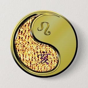 Badge Rond 7,6 Cm Lion & Sanglier de Métal