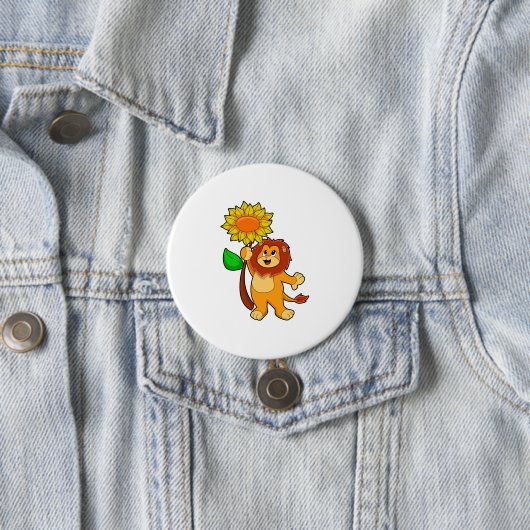 Badge Rond 7,6 Cm Lion with Flower (En situation)