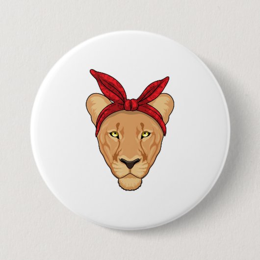 Badge Rond 7,6 Cm Lioness with bandana (Devant)