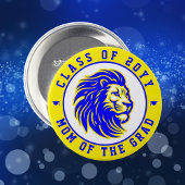 Badge Rond 7,6 Cm Lions Jaune et Bleu Mère du Diplômé