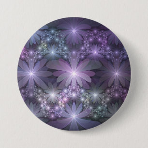 Badge Rond 7,6 Cm Lit de fleurs tendance brillant art fractal abstra
