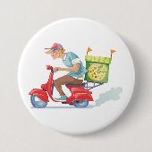 Badge Rond 7,6 Cm Livraison de pizza à mobylette (Devant)