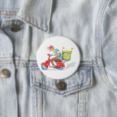 Badge Rond 7,6 Cm Livraison de pizza à mobylette (En situation)