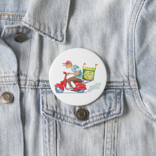 Badge Rond 7,6 Cm Livraison de pizzas cyclées (En situation)