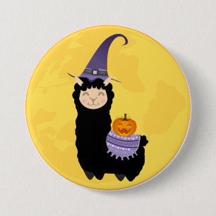 Badge Rond 7,6 Cm Llama noire d'Halloween