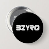 Badge Rond 7,6 Cm Logo BZYRQ (Blanc sur Noir) (Devant & derrière)