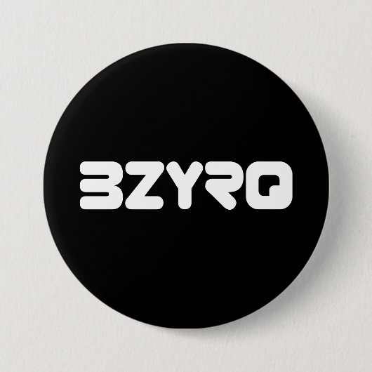 Badge Rond 7,6 Cm Logo BZYRQ (Blanc sur Noir) (Devant)