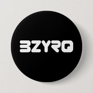 Badge Rond 7,6 Cm Logo BZYRQ (Blanc sur Noir)