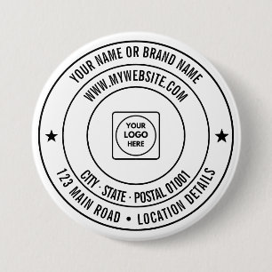 Badge Rond 7,6 Cm Logo de texte personnalisé avec nom et adresse