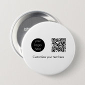 Badge Rond 7,6 Cm Logo d'entreprise Code QR promotionnel Texte (Devant & derrière)