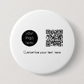 Badge Rond 7,6 Cm Logo d'entreprise Code QR promotionnel Texte (Devant)