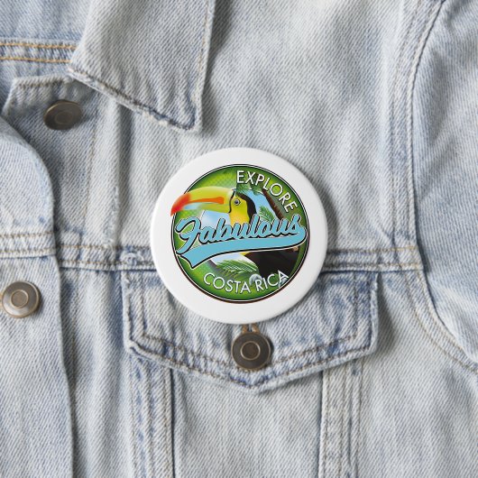 Badge Rond 7,6 Cm Logo Explorez Costa Rica fabuleuse (En situation)