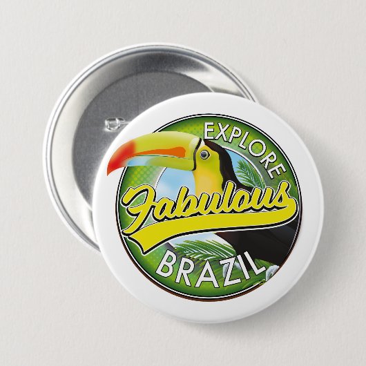 Badge Rond 7,6 Cm Logo Explorez le Brésil Fabuleux (Devant & derrière)