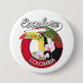 Badge Rond 7,6 Cm Logo rétro Explore Colombia (Devant)