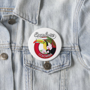 Badge Rond 7,6 Cm Logo rétro Explore Colombia