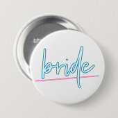 Badge Rond 7,6 Cm LOLA Neon Bachelorette mariée des années 90 bleu e (Devant & derrière)