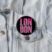 Badge Rond 7,6 Cm Londres rose (En situation)