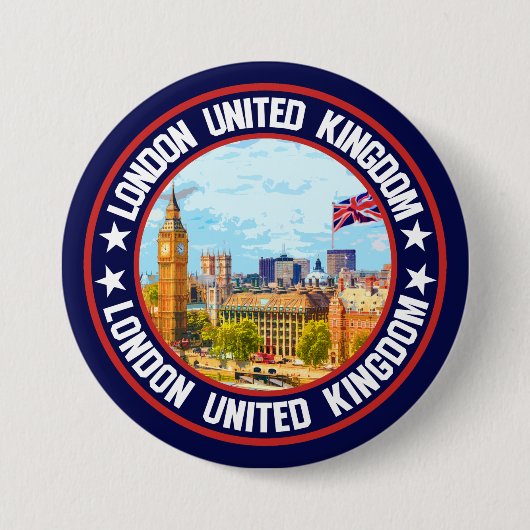 Badge Rond 7,6 Cm Londres Royaume-Uni (Devant)