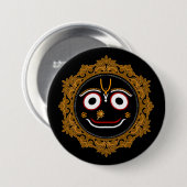 Badge Rond 7,6 Cm Lord Jagannath Dévotion - Hare Krishna (Devant & derrière)