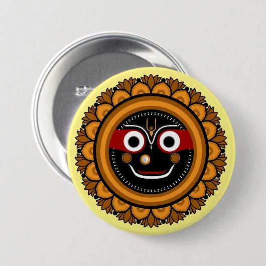 Badge Rond 7,6 Cm Lord Jagannath Dévotion - Hare Krishna (Devant & derrière)