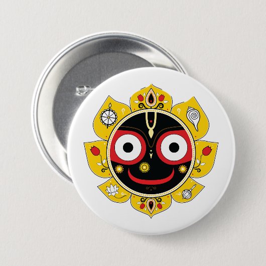 Badge Rond 7,6 Cm Lord Jagannath Face Hindu Deity Spiritual (Devant & derrière)
