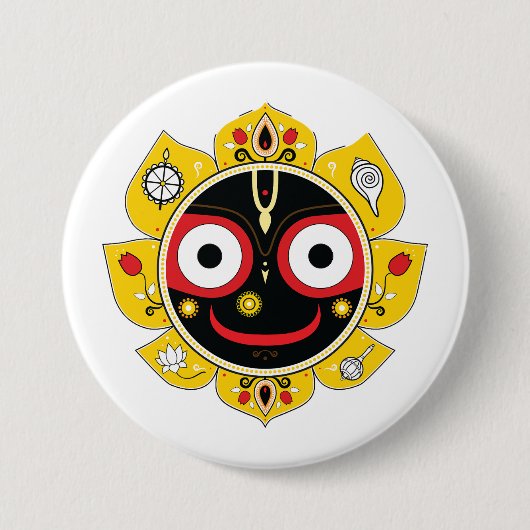Badge Rond 7,6 Cm Lord Jagannath Face Hindu Deity Spiritual (Devant)