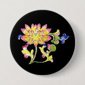 Badge Rond 7,6 Cm Lotus Fleurs et Vins (Devant)