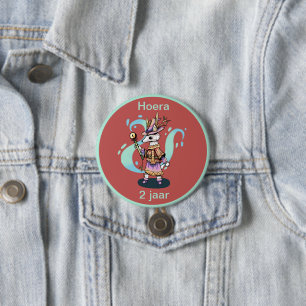 Badge Rond 7,6 Cm Loup magique 2 ans hourra