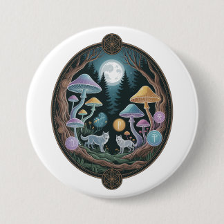 Badge Rond 7,6 Cm Loups mystiques au clair de lune dans l'avant des