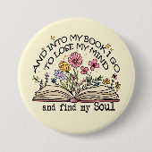 Badge Rond 7,6 Cm Louveur de livres floraux (Devant)