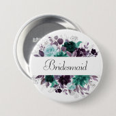 Badge Rond 7,6 Cm Love Bloom | Rustic Blue Red Garland (Devant & derrière)