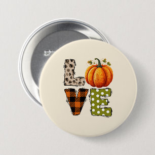 Badge Rond 7,6 Cm LOVE - Citrouille mignon et lettres de points Polk