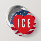 BADGE ROND 7,6 CM LOVE ICE HEART W/FLAG (Devant & derrière)