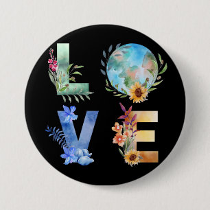 BADGE ROND 7,6 CM LOVE SAVE OUR PLANET
