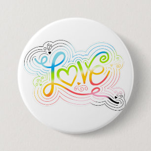 Badge Rond 7,6 Cm Love Swirl Doodle Queer Pride Drapeau
