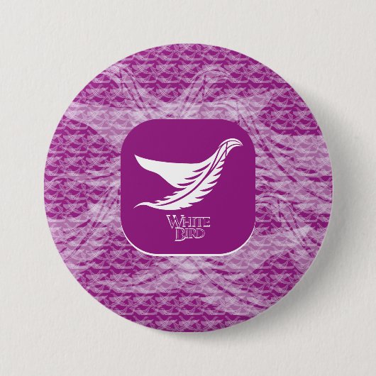 BADGE ROND 7,6 CM LOVE WHITE BIRD BY MASANSER (Devant)