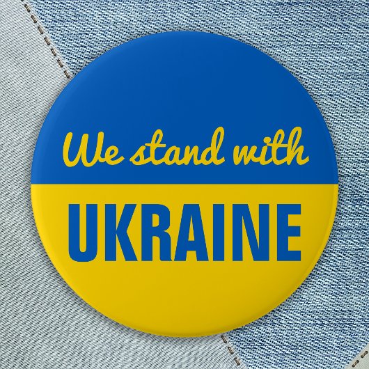 Badge Rond 7,6 Cm L'Ukraine soutient le drapeau ukrainien bleu jaune