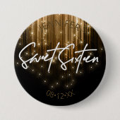 Badge Rond 7,6 Cm Lumières en cascade Sweet 16 Gold ID790 (Devant)
