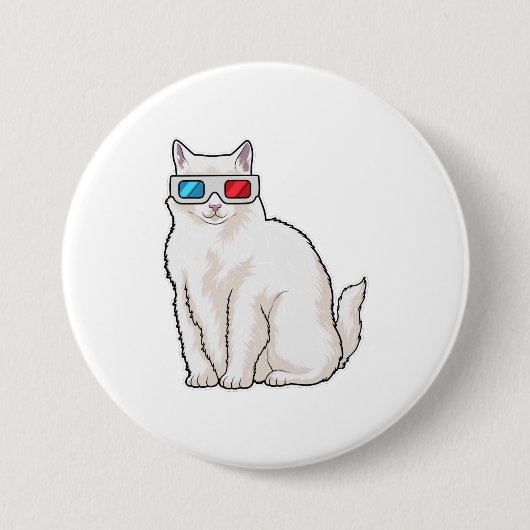 Badge Rond 7,6 Cm Lunettes de chat (Devant)