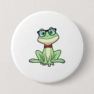 Badge Rond 7,6 Cm Lunettes de l'étudiant nerd de grenouille Cravate