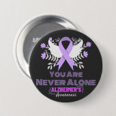 Badge Rond 7,6 Cm Lutte contre le Ruban d'Alzheimer Sensibilisation (Devant & derrière)
