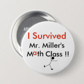 Badge Rond 7,6 Cm M. Millers Math Class (Devant & derrière)