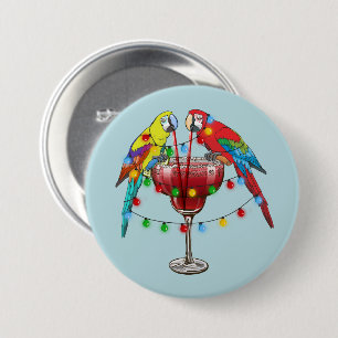 Badge Rond 7,6 Cm Macaws Tropical Boire Du Vin