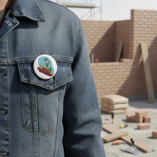 Badge Rond 7,6 Cm Maçon au travail