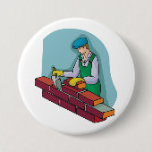 Badge Rond 7,6 Cm Maçon au travail (Devant)