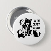 Badge Rond 7,6 Cm Madame folle Button de chat (Devant & derrière)