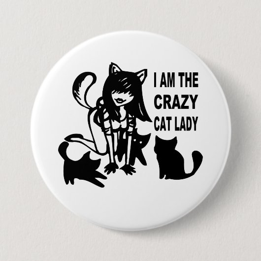 Badge Rond 7,6 Cm Madame folle Button de chat (Devant)