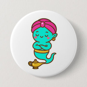 Badge Rond 7,6 Cm Magique Kawaii Djinn - Neon Spirit