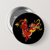 Badge Rond 7,6 Cm Magnifique Dragon Oriental (Devant & derrière)