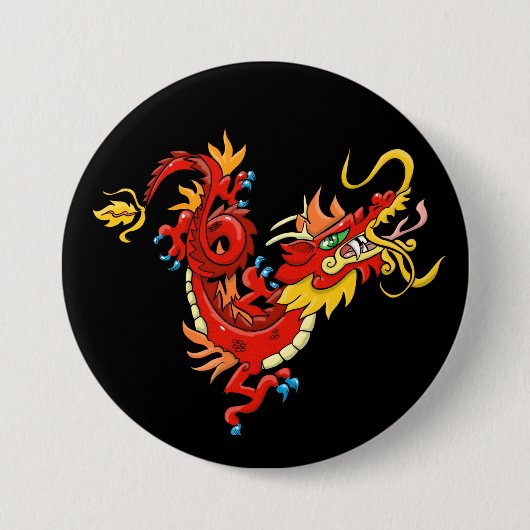 Badge Rond 7,6 Cm Magnifique Dragon Oriental (Devant)